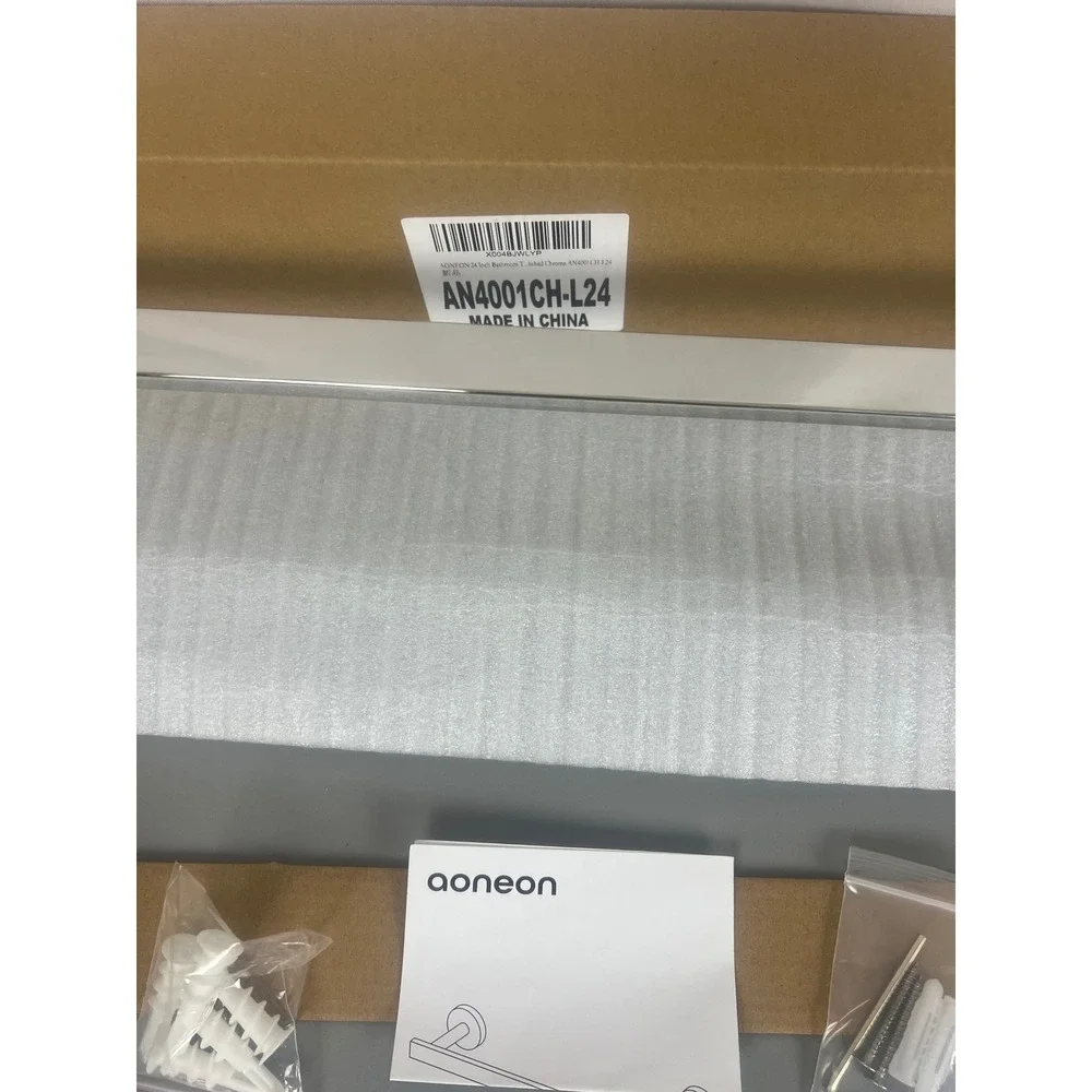 Aoneon 24 Inch Bathroom Towel Bar Polished Chrome Square Wall Mount AN4001CH-L24